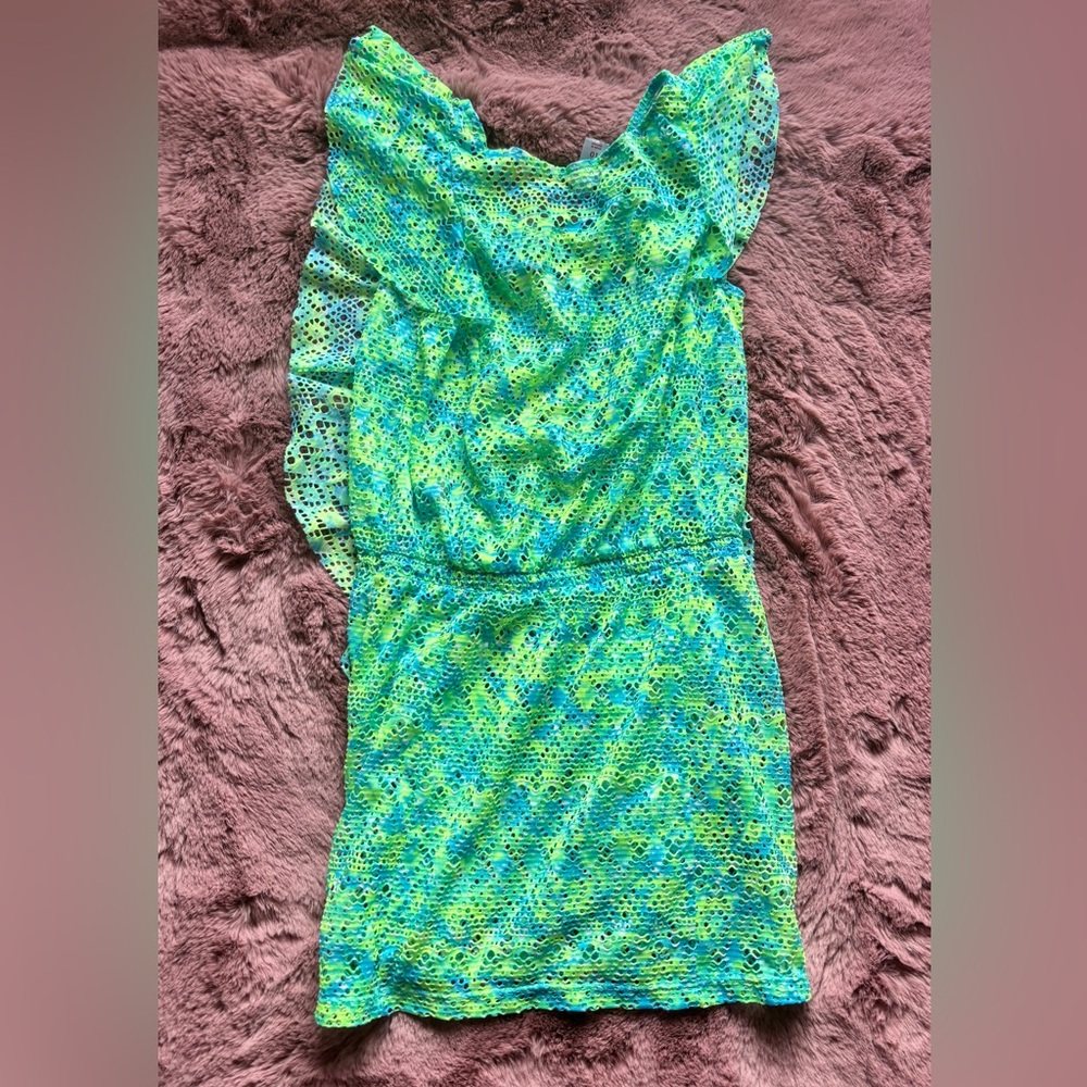 Justice Kids' Green and Blue Swim Coverup